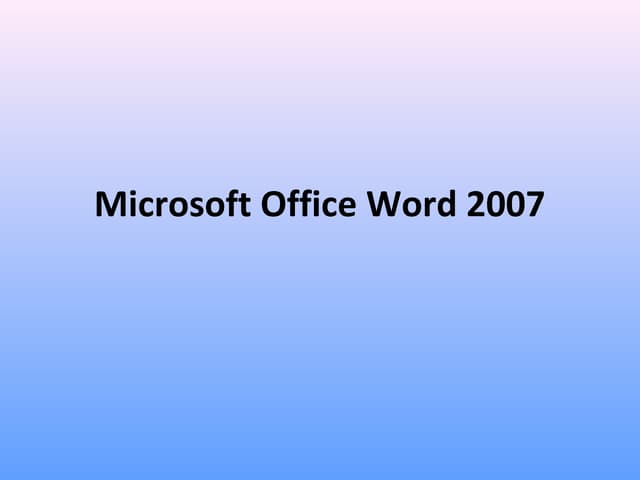 Ms  word Part 1