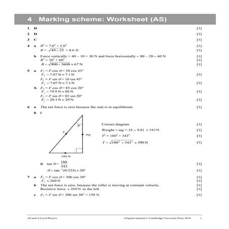 Marking Scheme Worksheet 2
