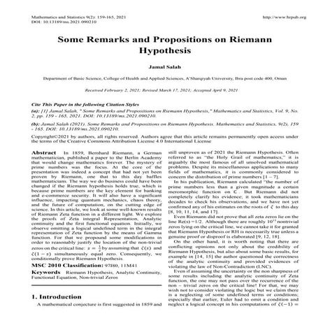 Some Remarks and Propositions on Riemann Hypothesis