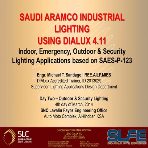 SAUDI ARAMCO INDUSTRIAL LIGHTING USING DIALUX 4.11_DAY TWO