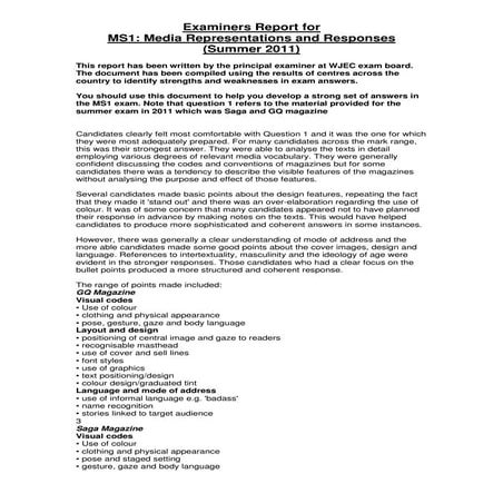 MS1 examiners report 2011