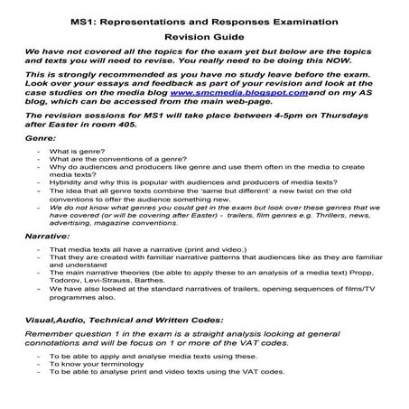 Ms1 revision overview