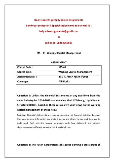 Ms 41 Working Capital Management Docx Ms 41 Working Capital Management Docx