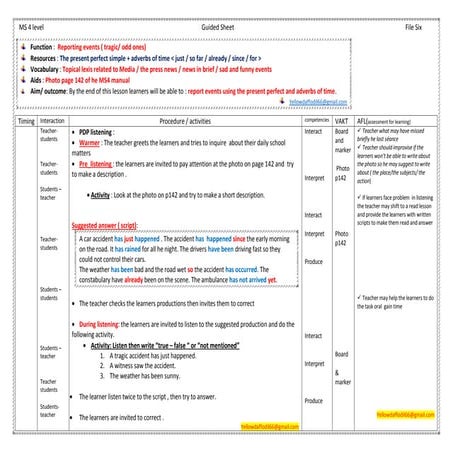 Ms4  level  reporting event (file six)  present perfect