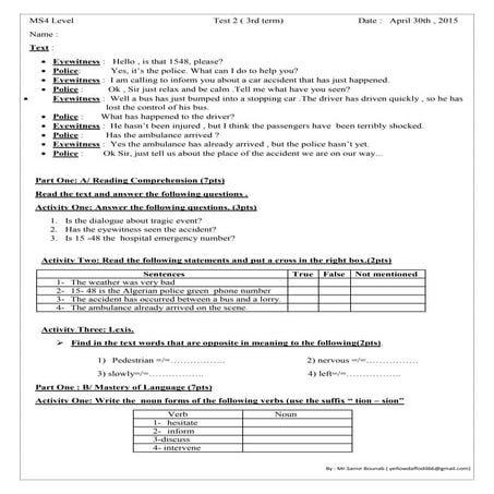 Ms4 level     test 2  3rd term 2015 2016