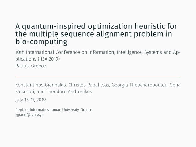 A quantum-inspired optimization heuristic for the multiple sequence ...