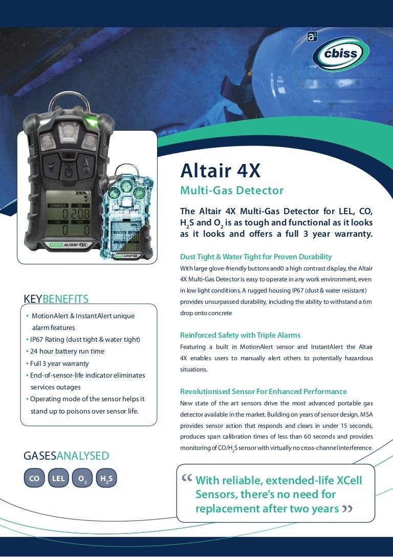 Msa altair 4 x multigas detector datasheet