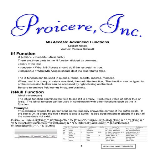 Ms access ii (class 5) iff function | PDF