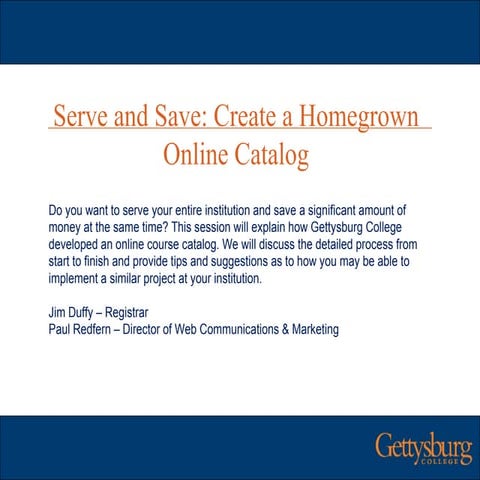 MSACROA conference: Serve and Save: Create a Homegrown Online Catalog 