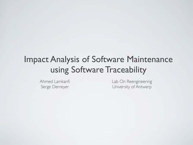 Mining Software Archives 2010 Prese...