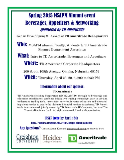MSAPM Alumni Spring Event at TD Ame...