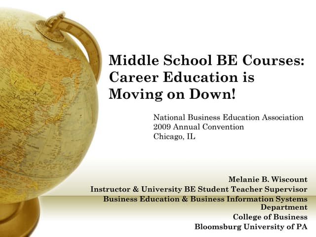 Middle School Career Education NBEA 2009 Convention in Chicago
