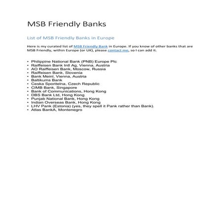 Msb friendly banks | PDF