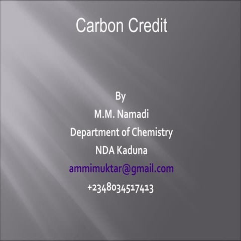 M sc. carbon credit