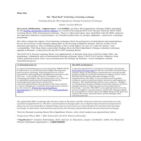 Most Significant Change technique - Learning Route Rwanda