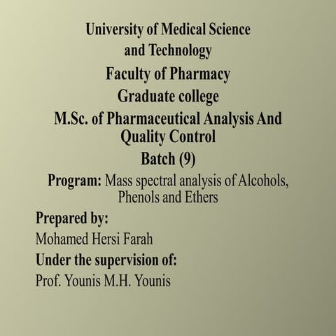 Msc alcohols, phenols, ethers
