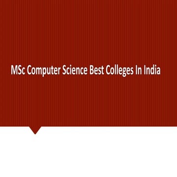 MSc Computer Science Best Colleges In India