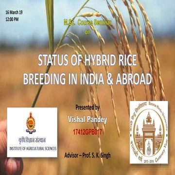 STATUS OF HYBRID RICE BREEDING IN INDIA & ABROAD