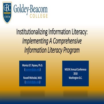 Institutionalizing Information Literacy: Implementing a Comprehensive ...