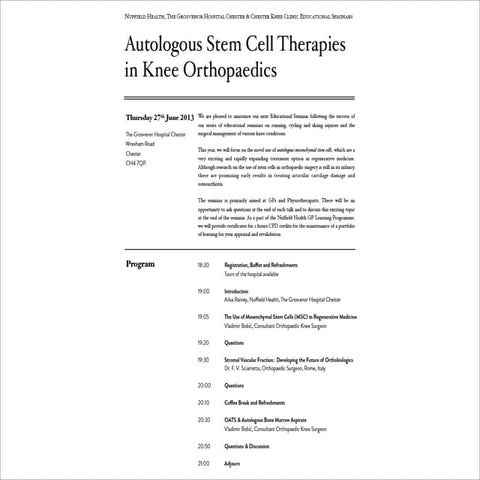 Autologous Mesenchymal Stem Cells in Orthopaedics | PDF