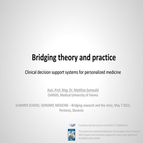 Bridging theory and practice: Clinical decision support systems for personali...