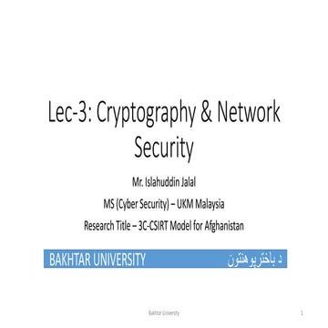 Cryptography and Network security # Lecture 3 | PPTX