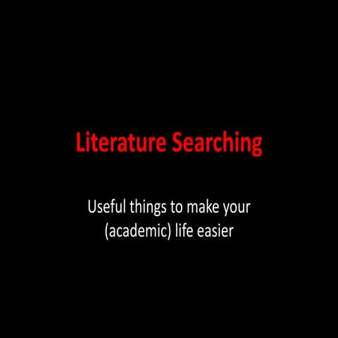 Literature Searching - MSc Sports programmes 2014