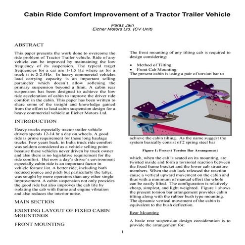 Cabin Ride Improvement of a Tector Trailer Vehicle