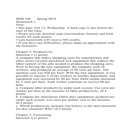 MSD 340      Spring 2014Homework 1Note• Due date Feb 12, W.docx