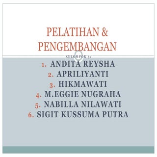 Pelatihan dan Pengembangan SDM