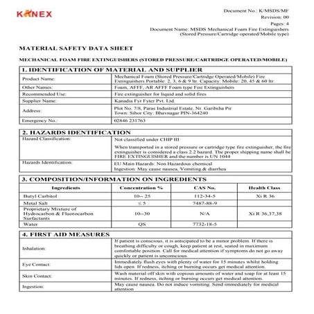 Pyrene Fire Extinguisher Msds _ SAFETY DATA SHEET Commercial ABC Dry ...