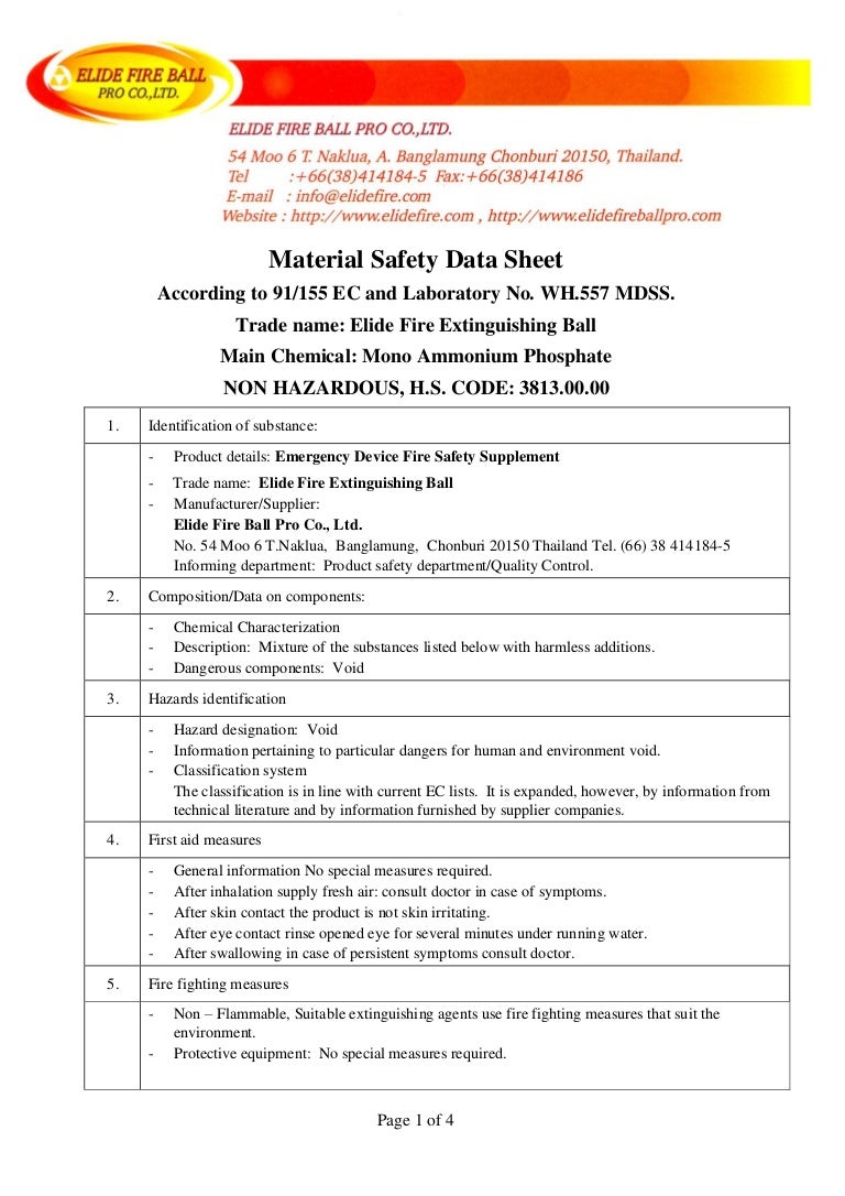 Msds Fire Fighting Measures _ Safety Data Sheet (SDS) – GIHOU