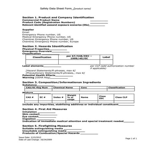 Msds form template connie dello buono 2012