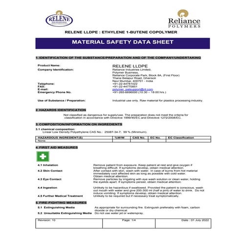 MSDS of polymer in industrial requirements | PDF