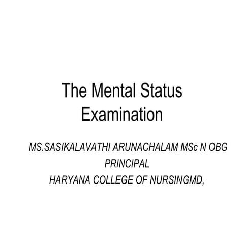 MENTAL STATUS EXAMINATION