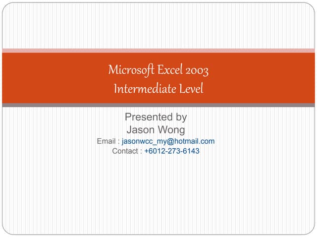 Ms excel 2003 intermediate