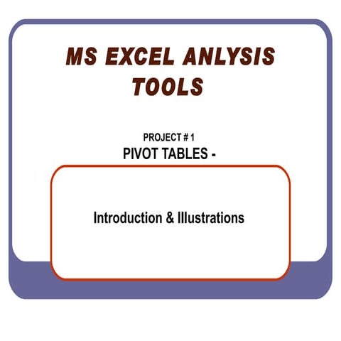 Ms Excel Anlysis Tools  Project #1