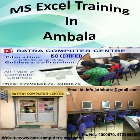 MS-Excel Training in Ambala ! Batra Computer Centre