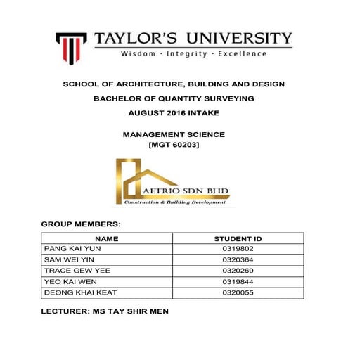 Assignment - Aetrio Sdn Bhd