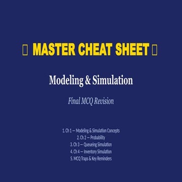 Comprehensive Final Revision Cheat Sheet for Modeling & Simulation ...