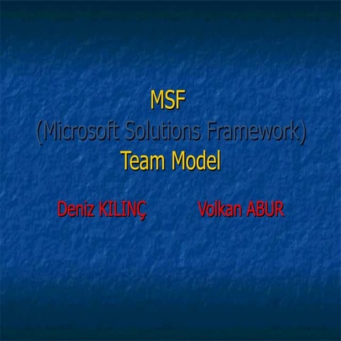 MSF (Microsoft Solution Framework)