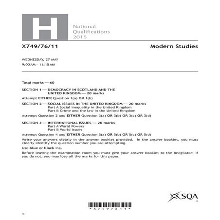 Higher Modern Studies exam - 2015 | PDF