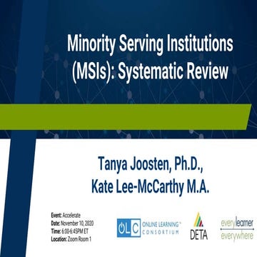 Systematic Review And Environmental Scan On Digital Learning At Minority Serv...