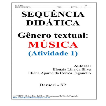 1ª Sequência Didática - Gênero: Música Popular