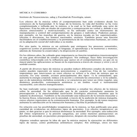 El cerebro y la música. | DOCX