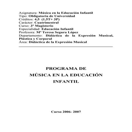 Msica en la educacin infantil | PDF