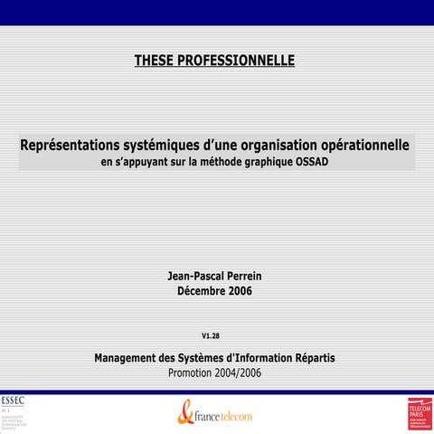 Représentations systémiques d’une organisation opérationnelle en s ...