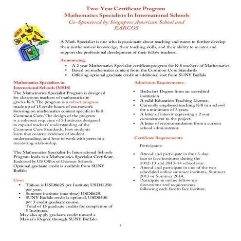 Msis certificate program