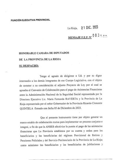 Convenio entre ANSES y el gobernador por Régimen Policial y SPP