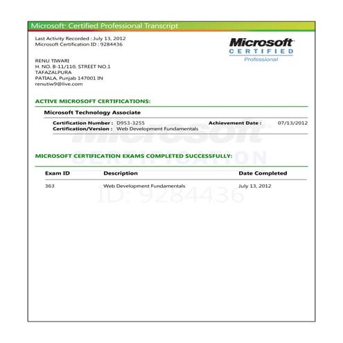 MTA Certification | PDF